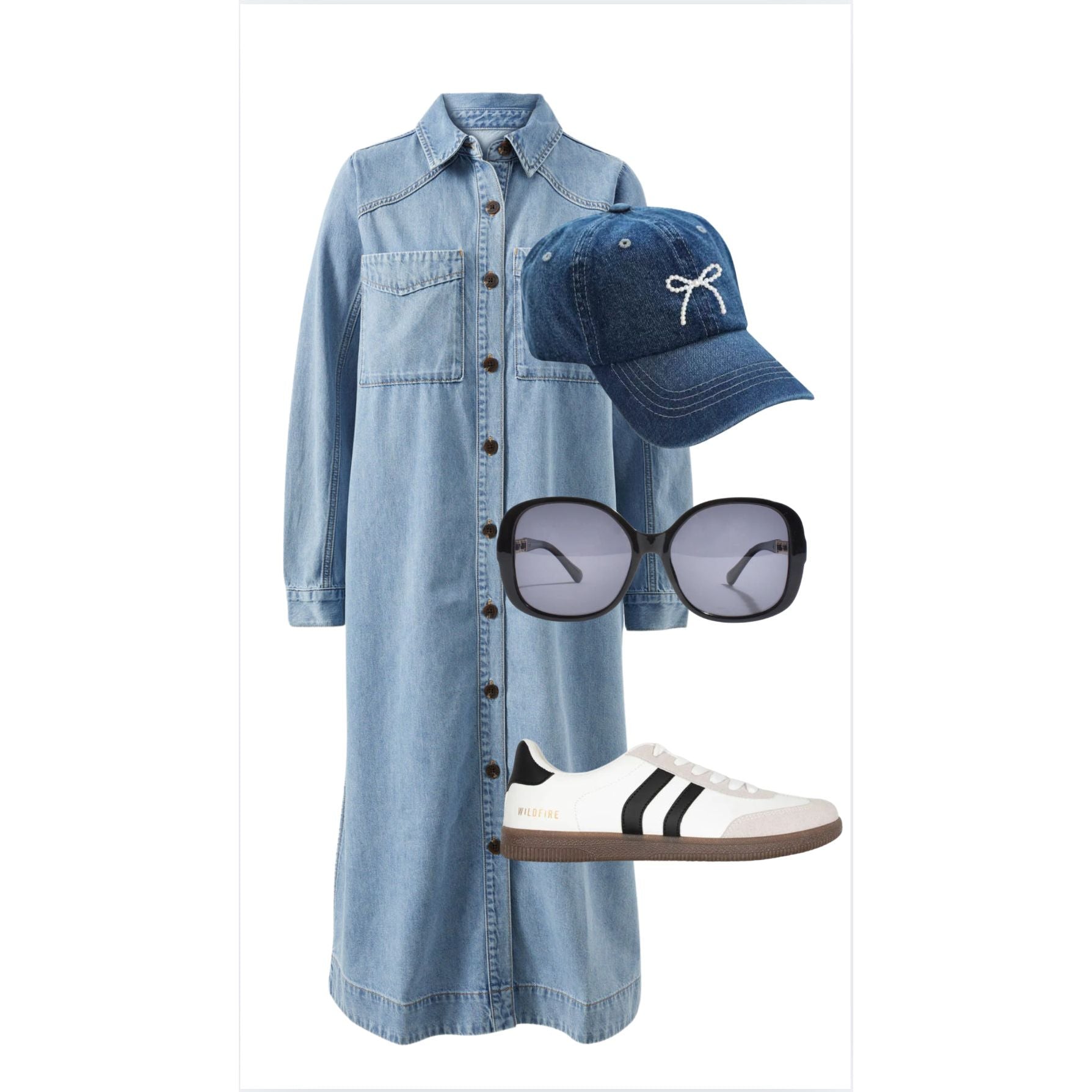 Samantha denim dress Long sleeve with button cuff