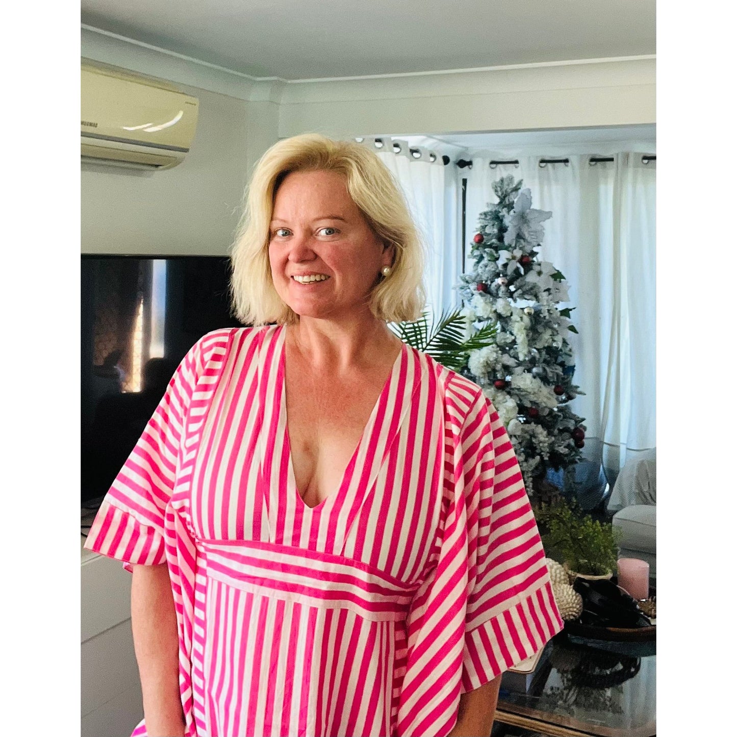 Pink Stripe Kaftan Short