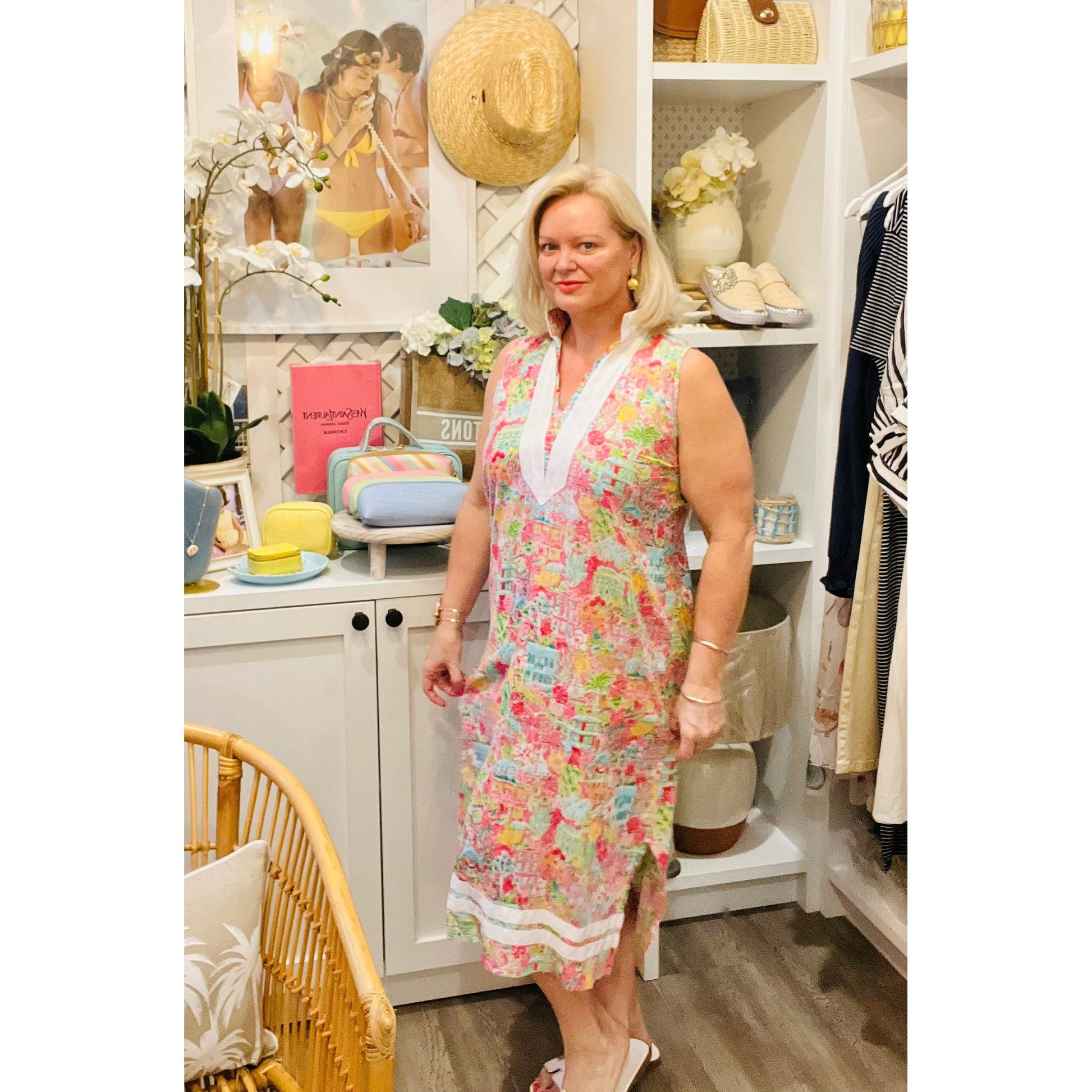 Lily Kaftan Pink mandarin collar