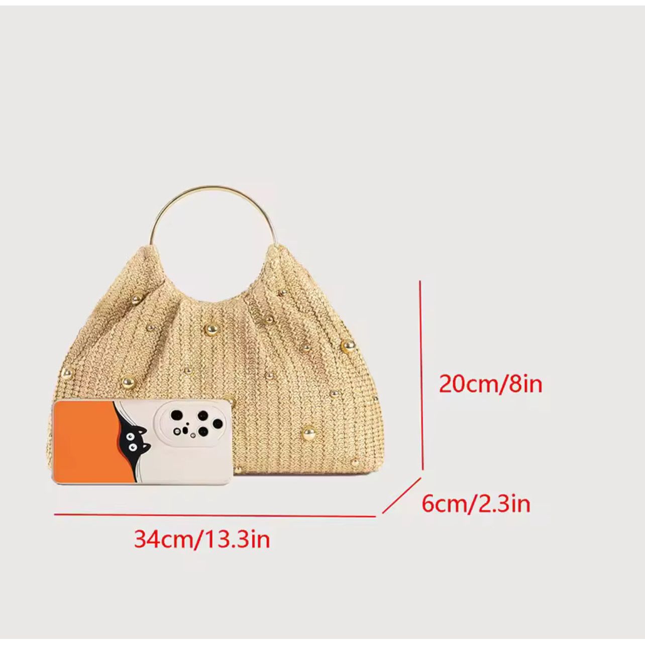 Aerin bag raffia gold studs