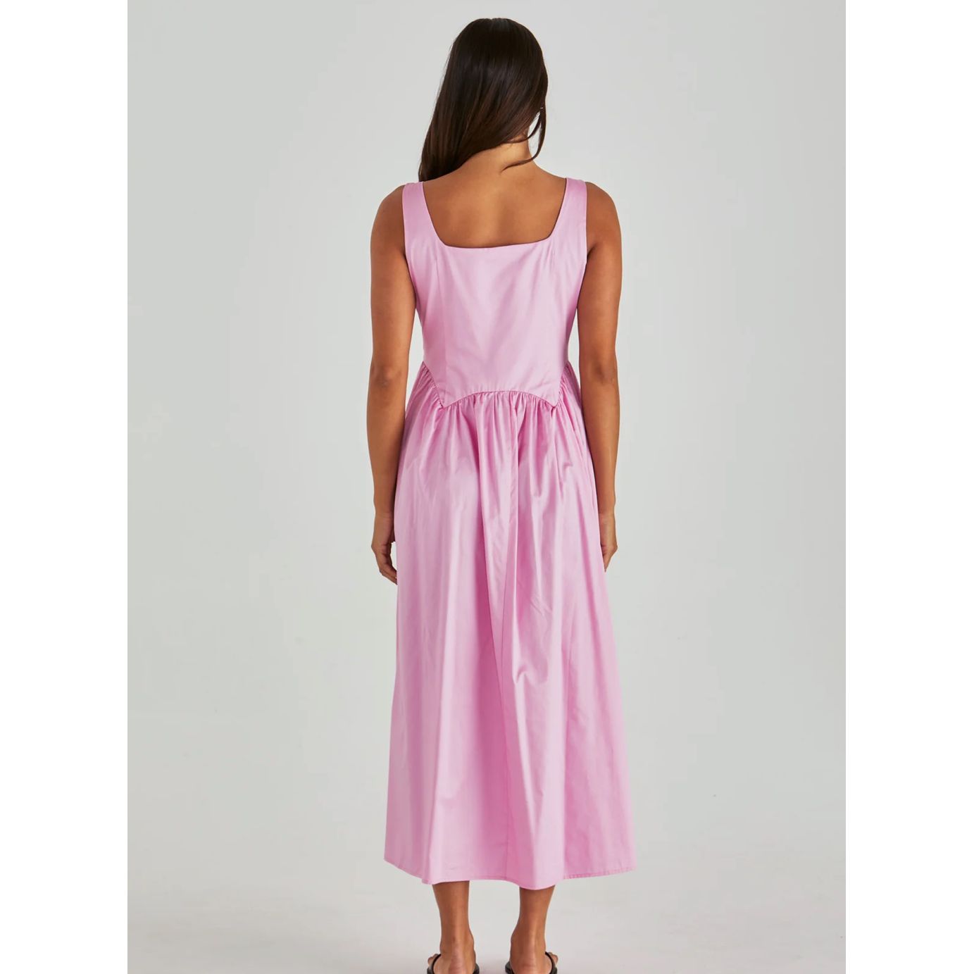 Grace cotton midi dress in pink back view