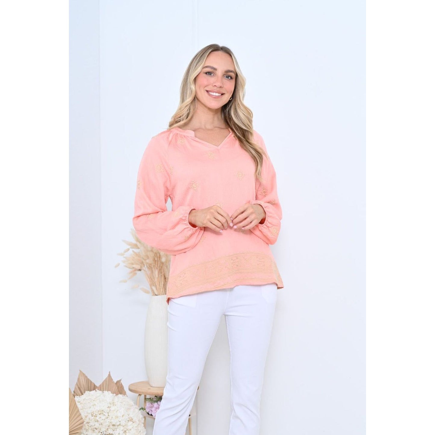 Pastel amber top pink