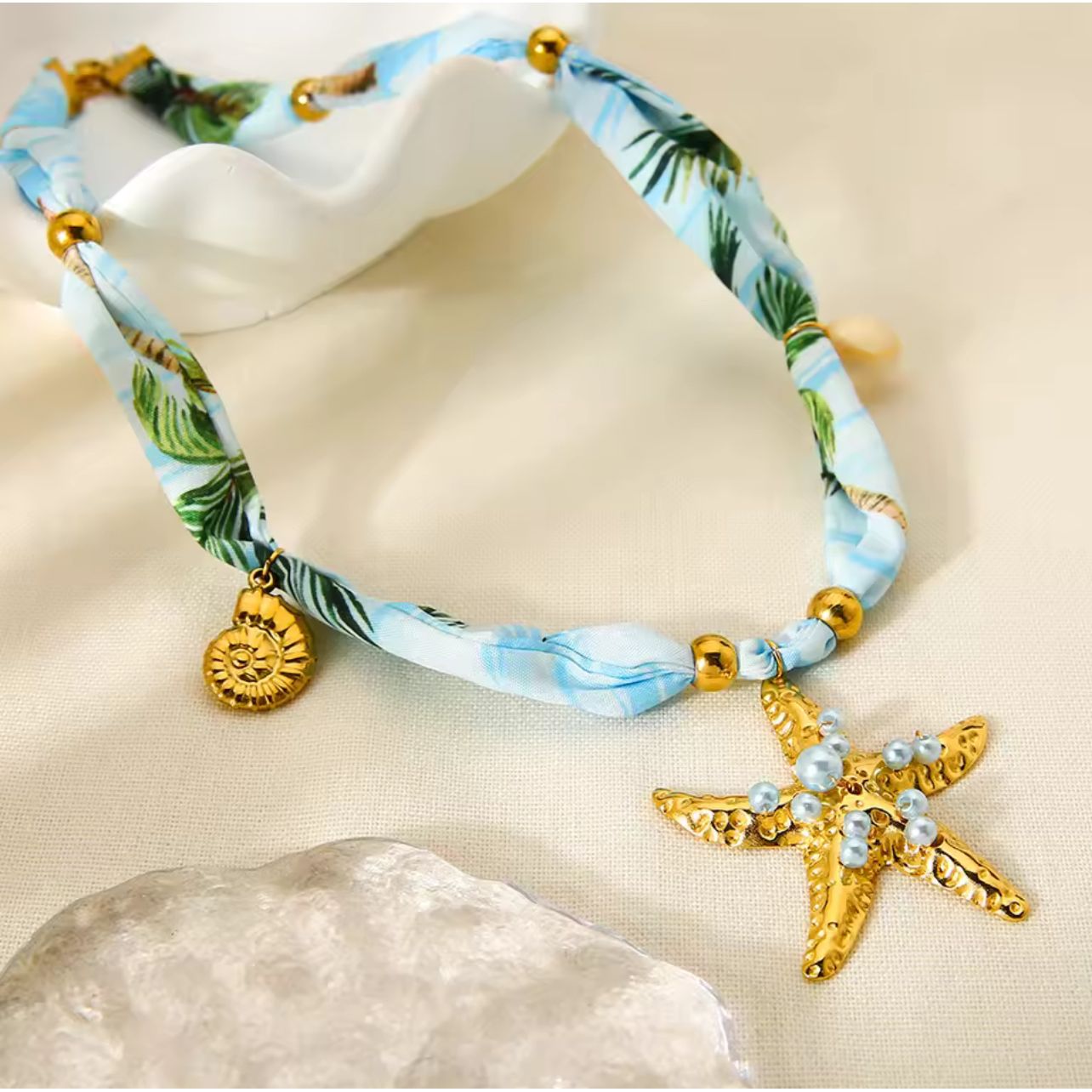 Starfish scarf necklace