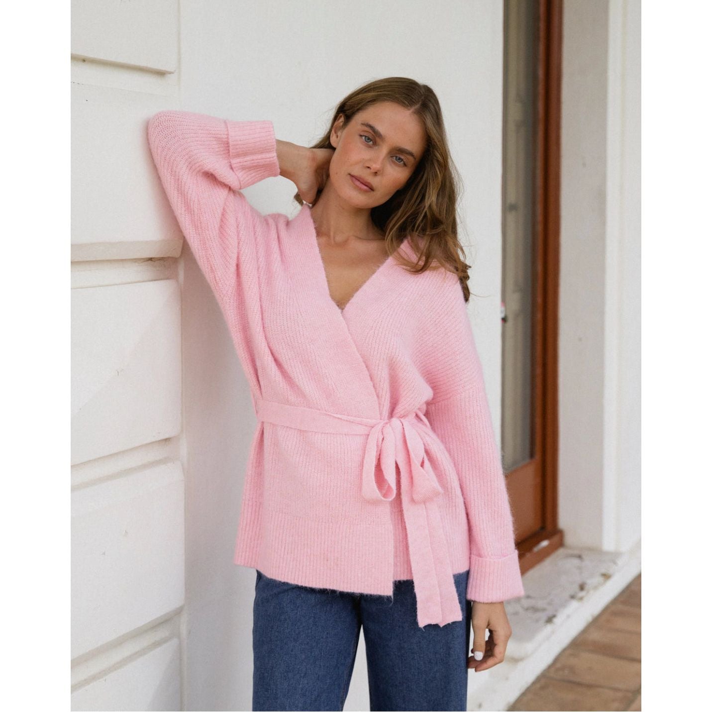 Lucy wrap knit pink