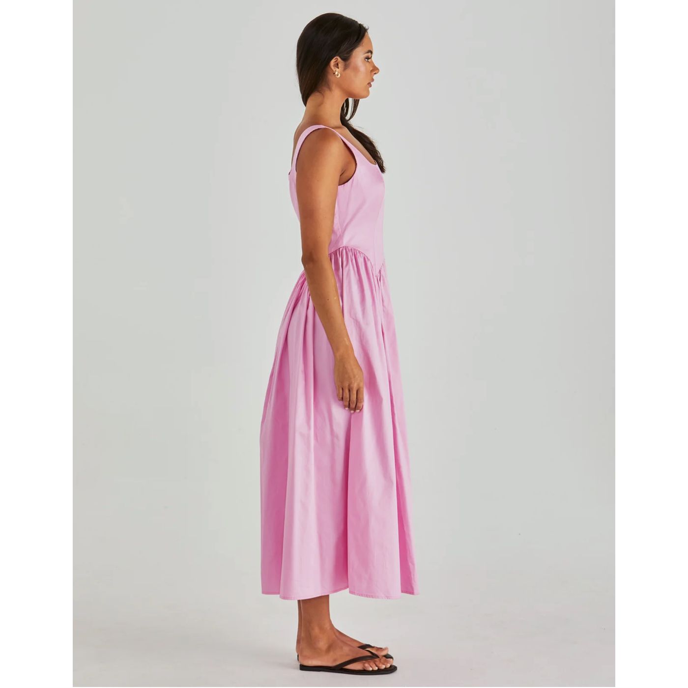 Grace cotton midi dress in pink side view