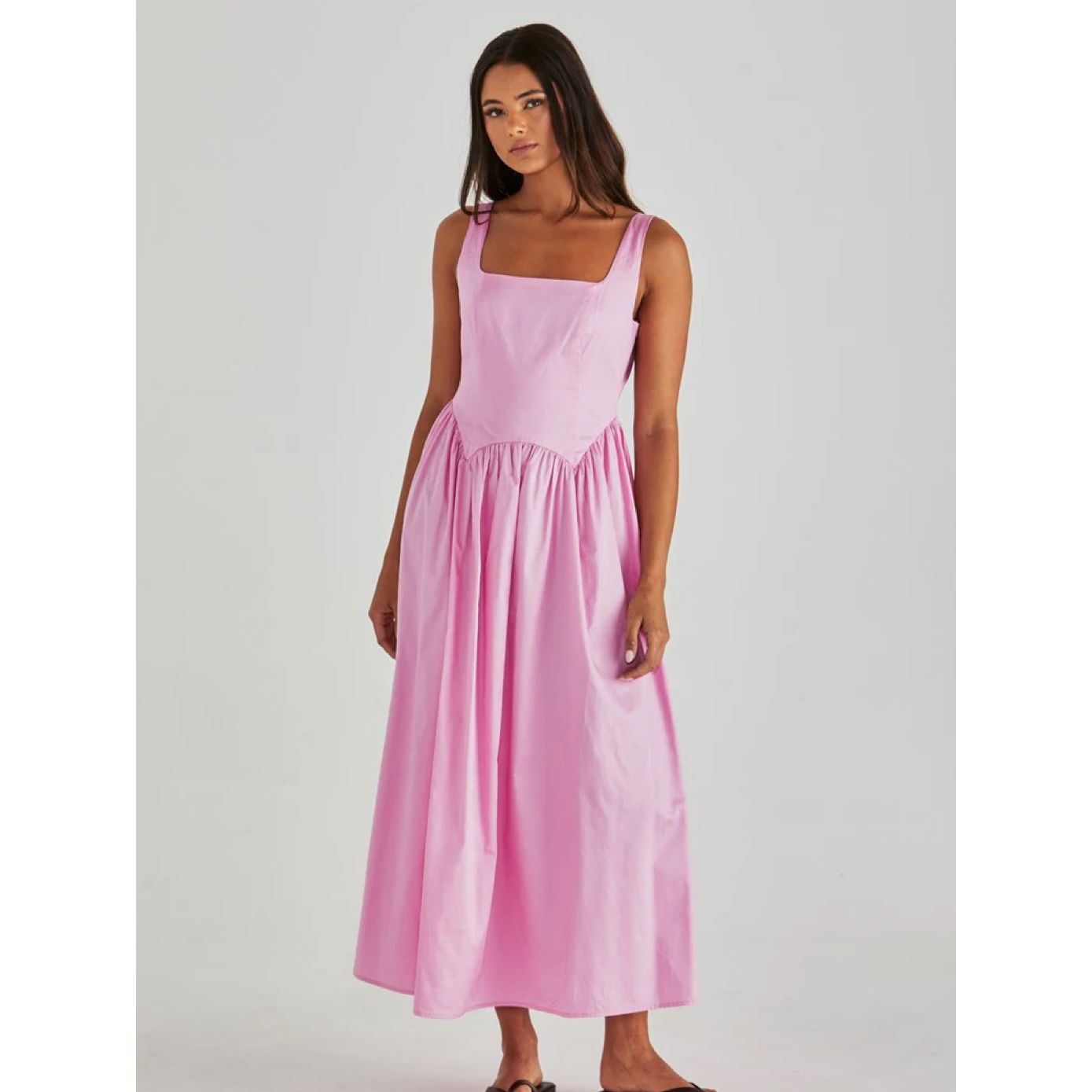 Grace cotton midi dress in pink front view