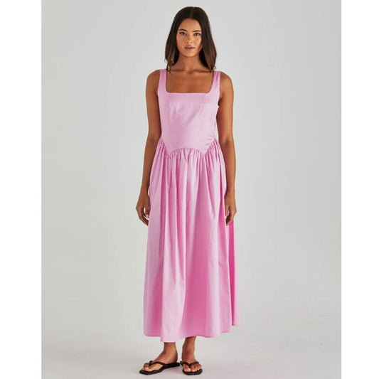 Grace cotton midi dress in pink