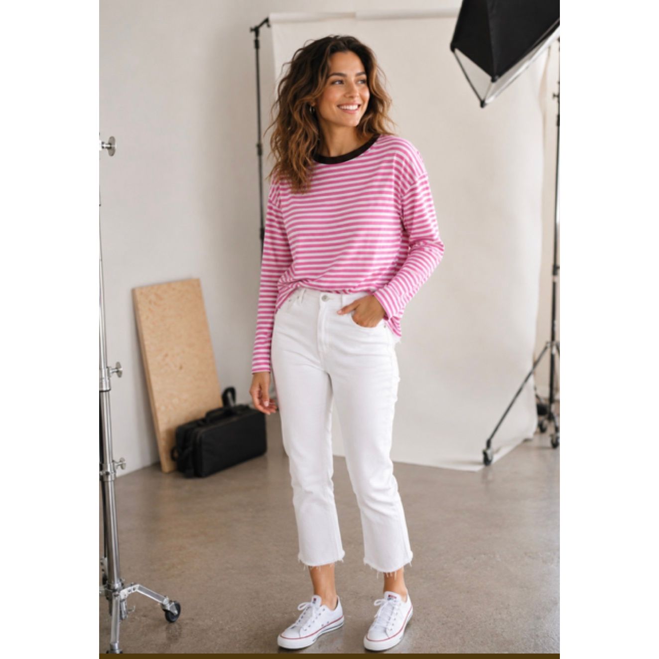 Adelaide Long Sleeve Tee – Pink Stripe