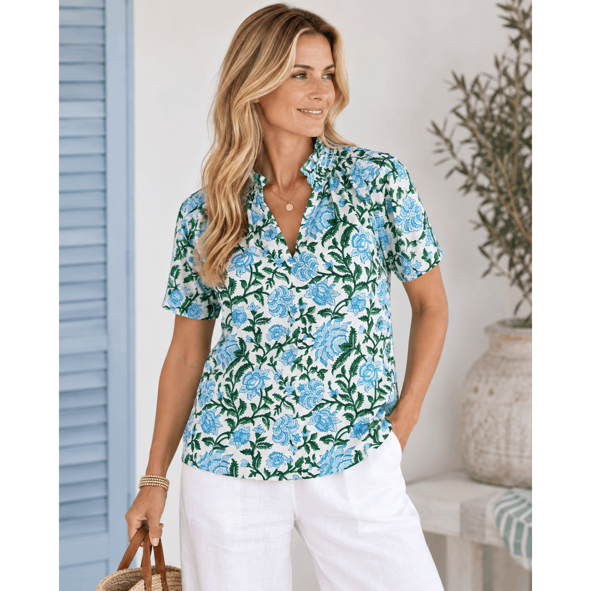 Eva Hand-Painted Cotton Top