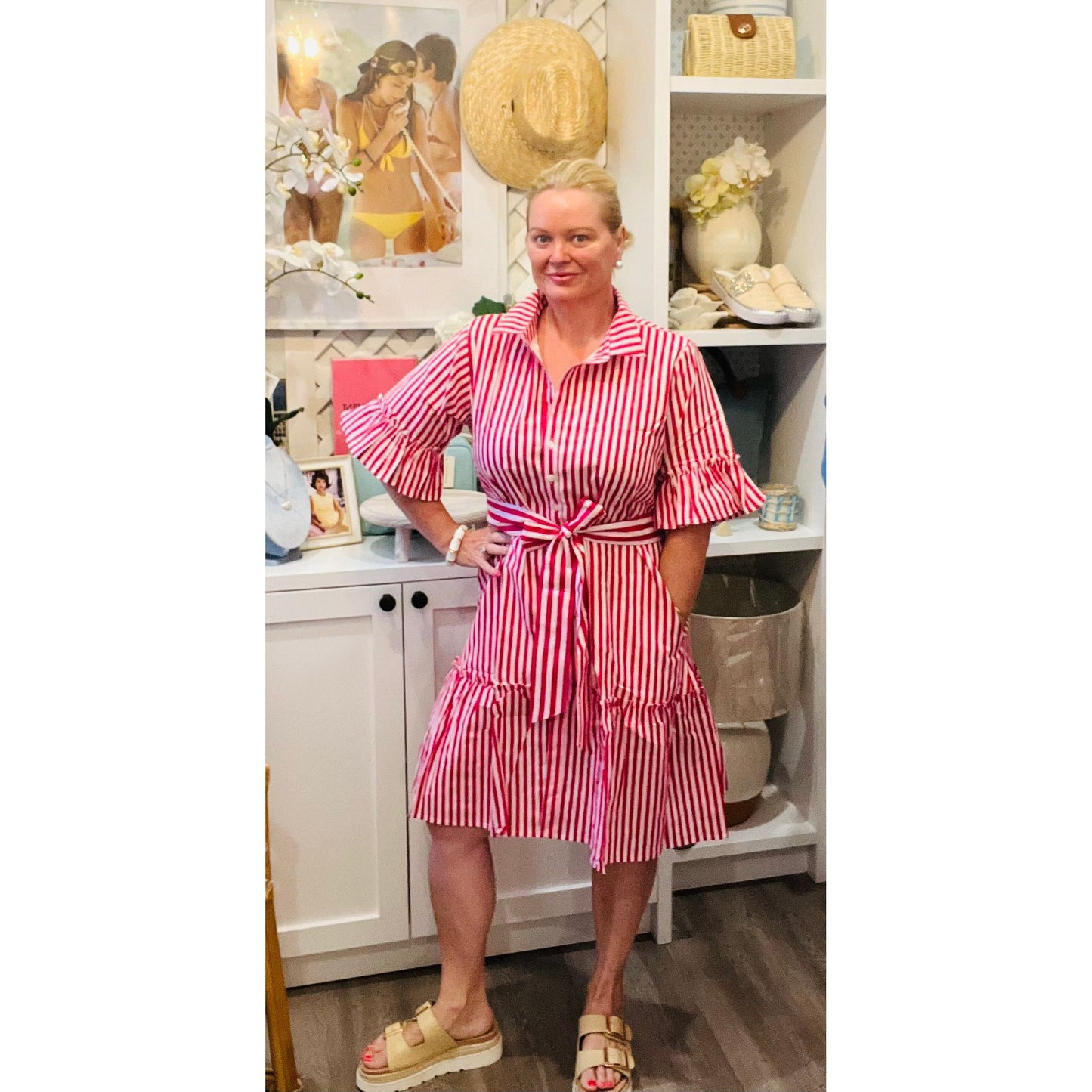 Reece Shirt Dress Short Sink Stripe