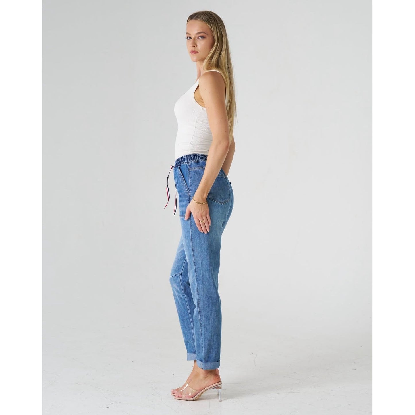 Ralph Denim Jogger Pants Elastic Waistband