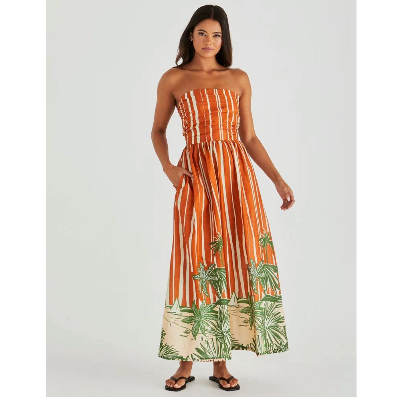 Stylish strapless mina maxi dress