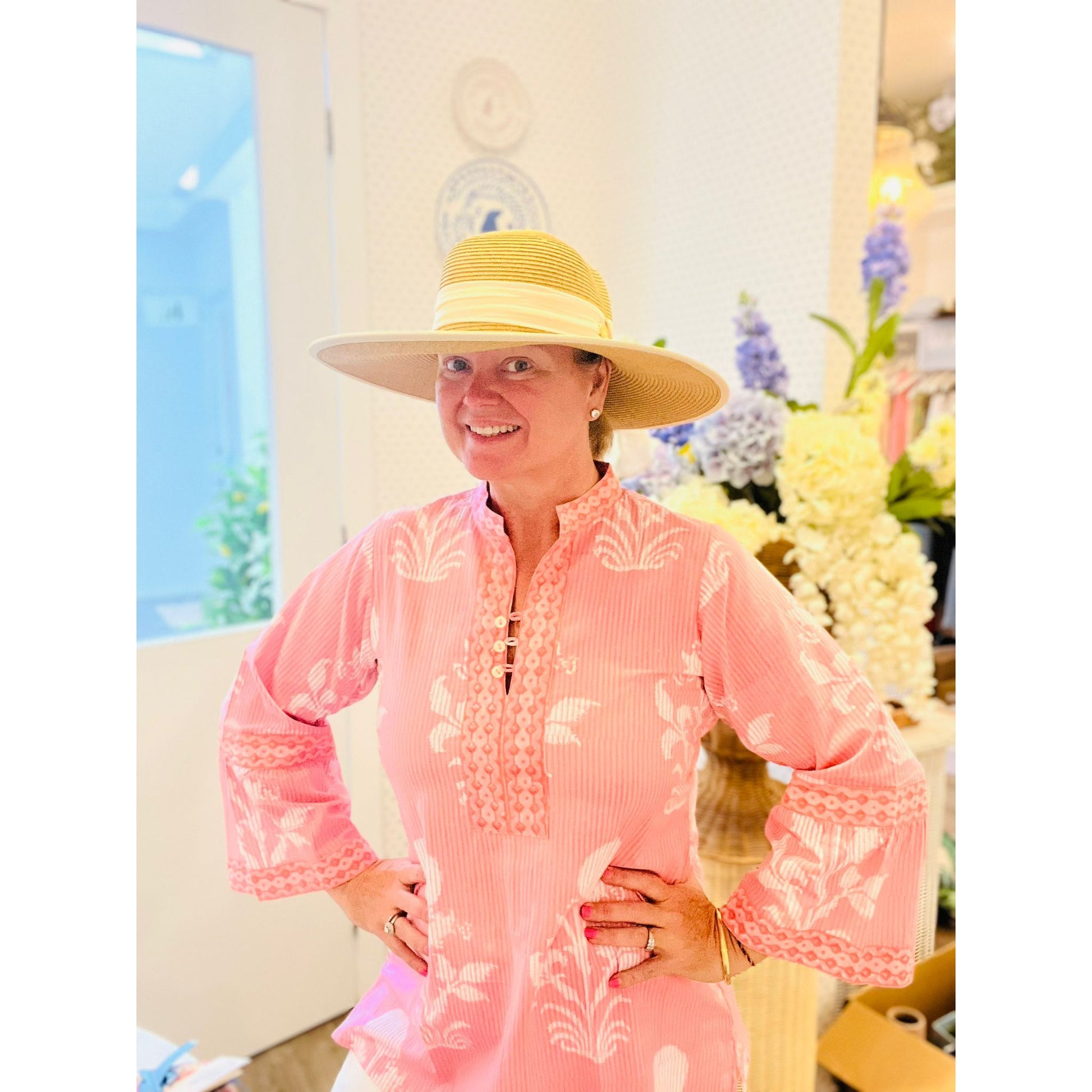 Estee hand painted top in pink