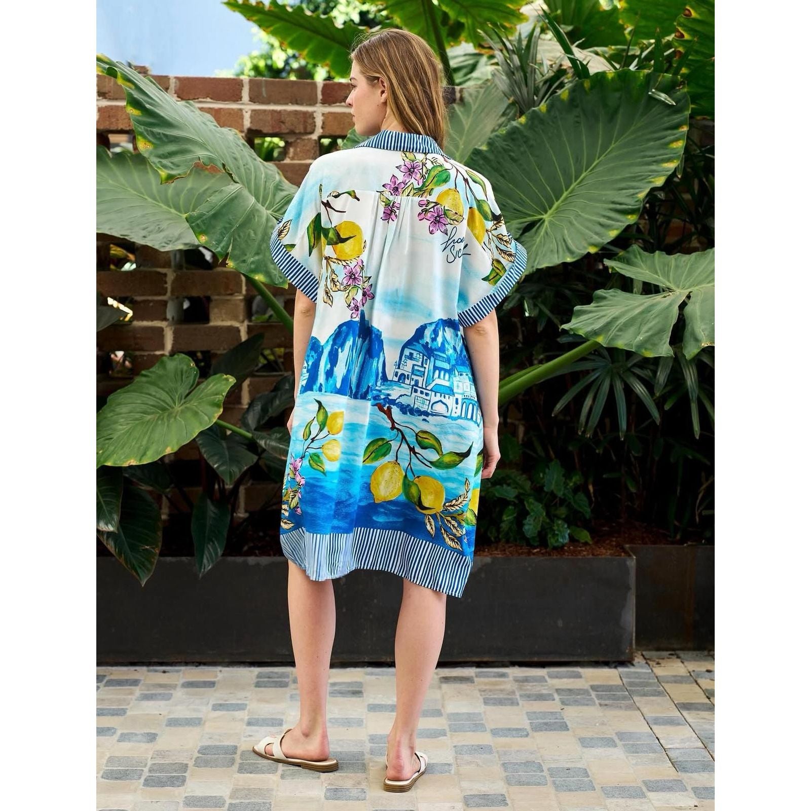 Capri Coastline Shirt Dress back design