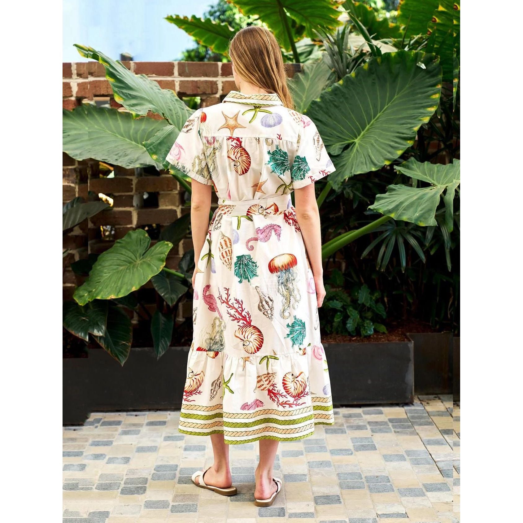 Seashell Shoreline Cotton Dress back view