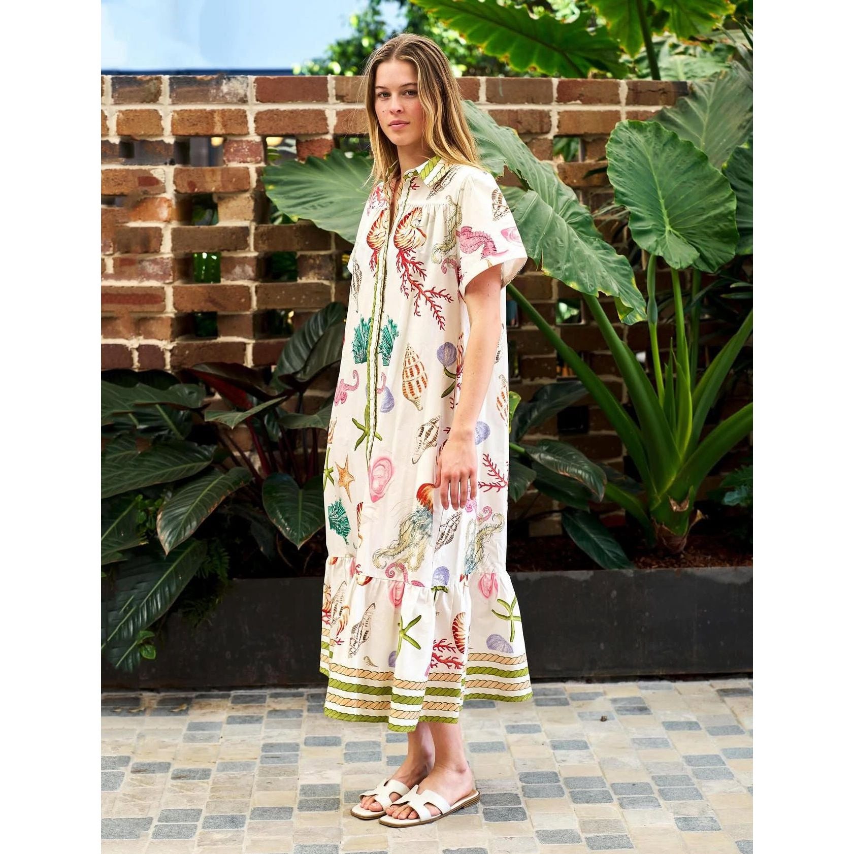 Seashell Shoreline Cotton Dress without belt