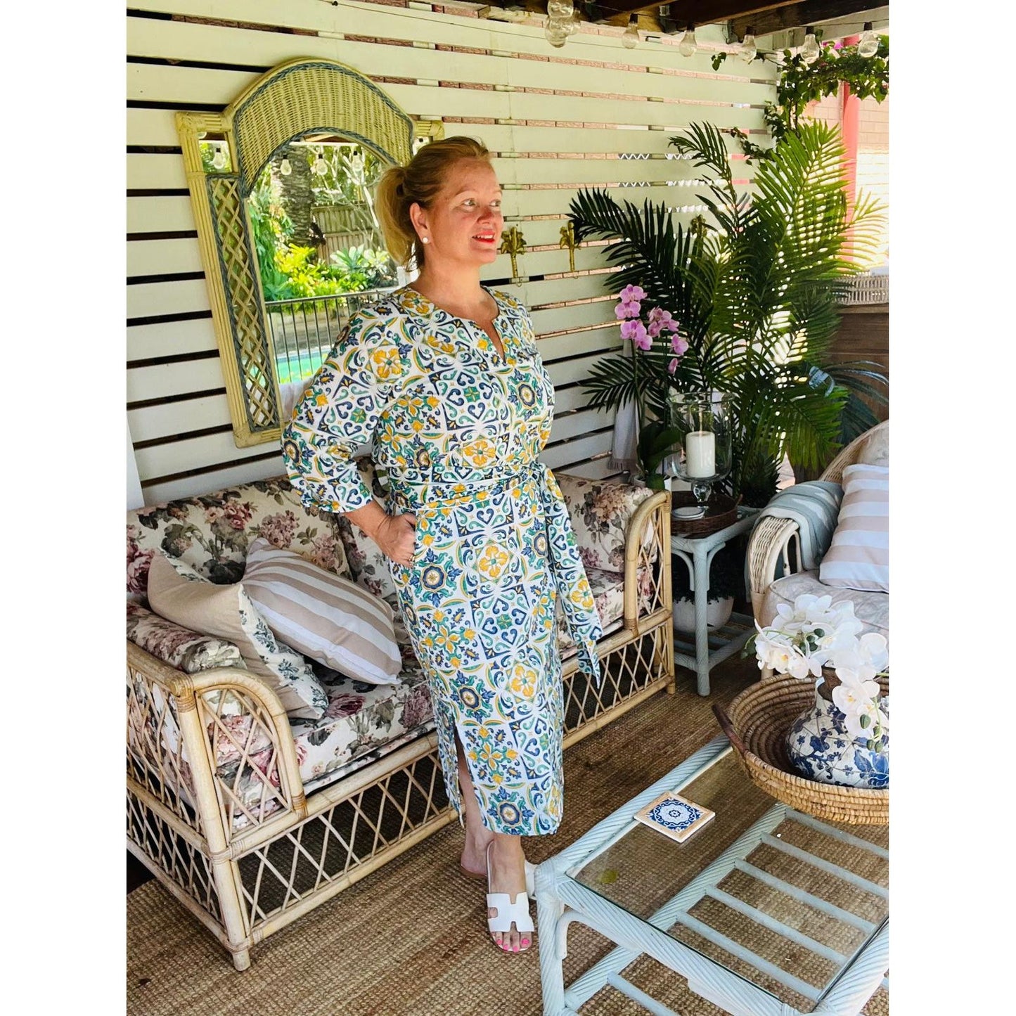 Lisbon kaftan dress with belt