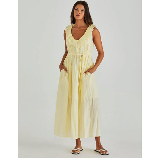 Yellow ruffle maxi dress