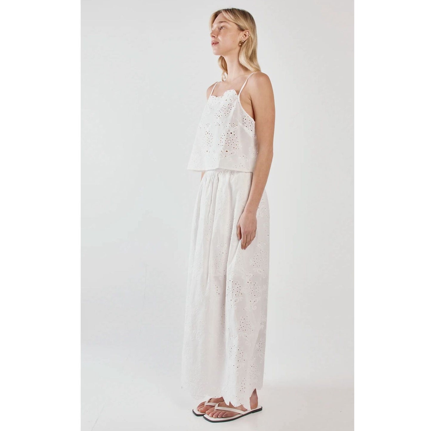 Embroidered white cotton skirt