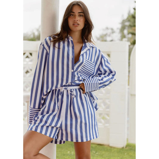 Blue striped oversized shirt