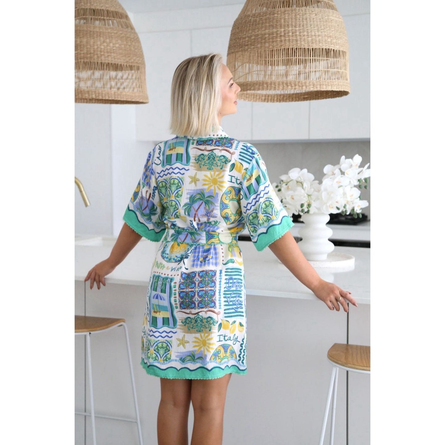 Isola Printed Rayon dress back design