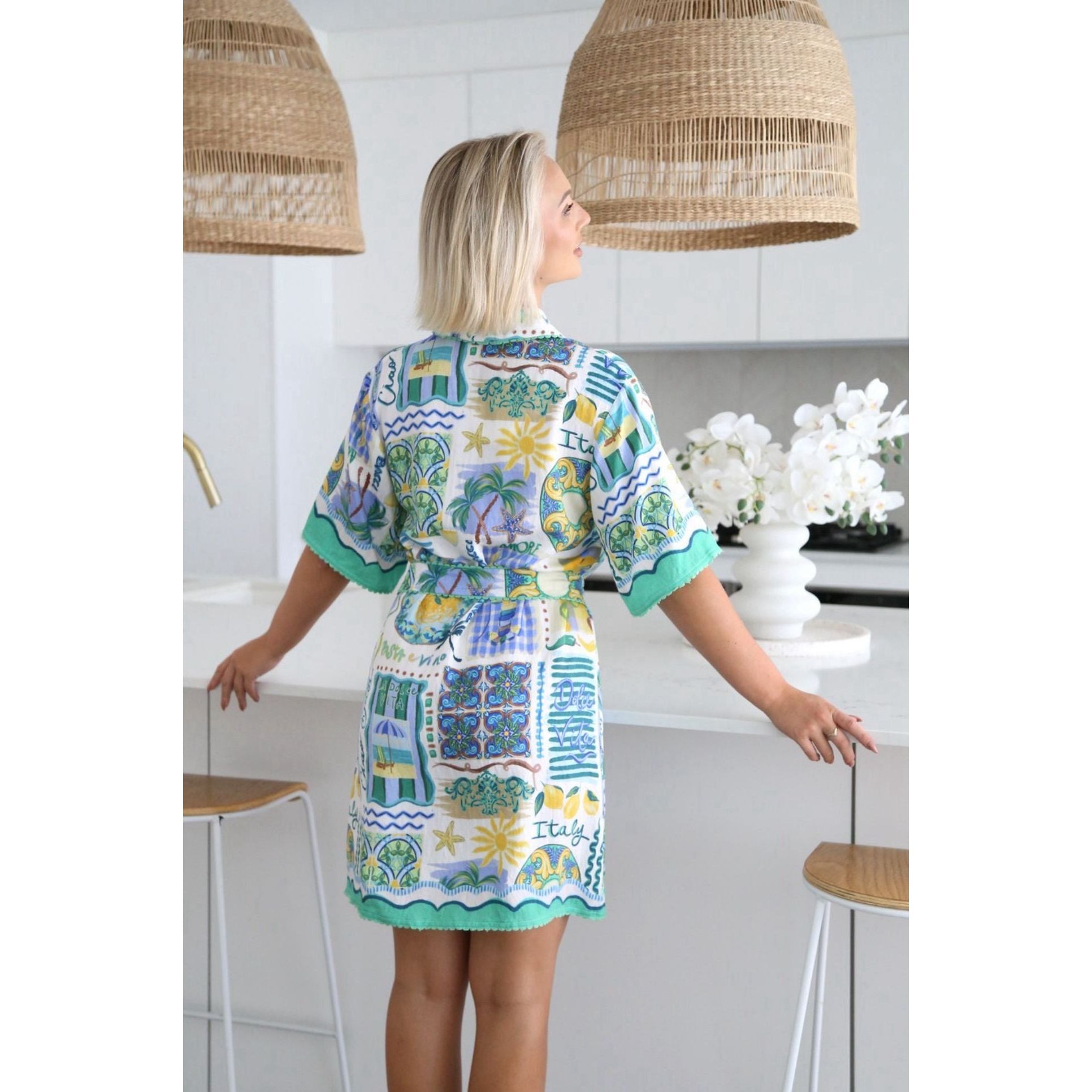 Isola Printed Rayon dress back design
