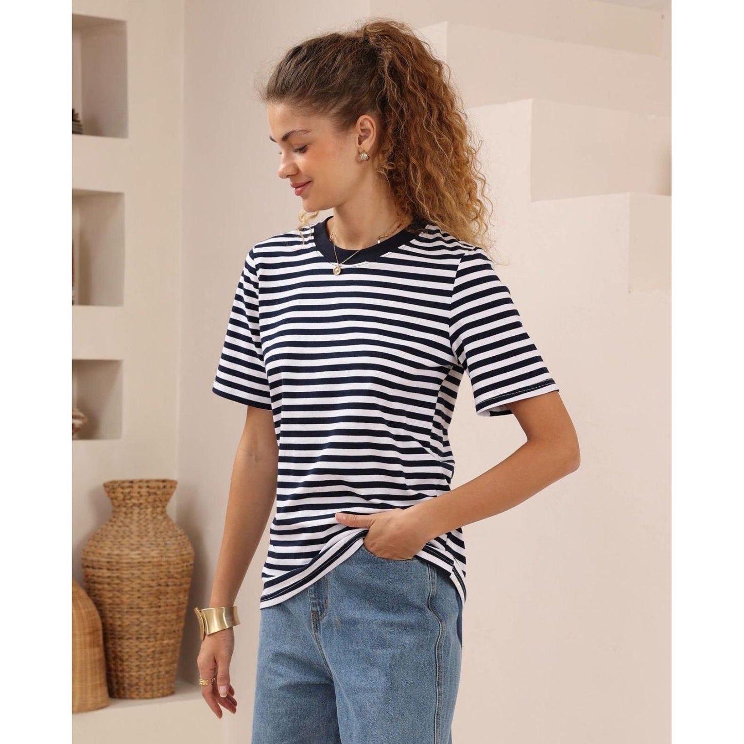 Marin Navy Blue Striped Tee