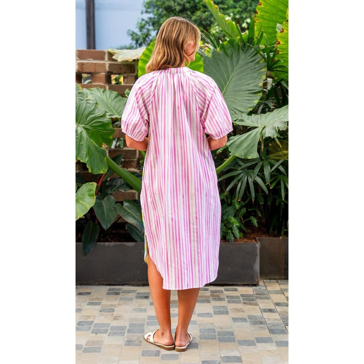 Citrina Mandarin Collar Midi Dress back design