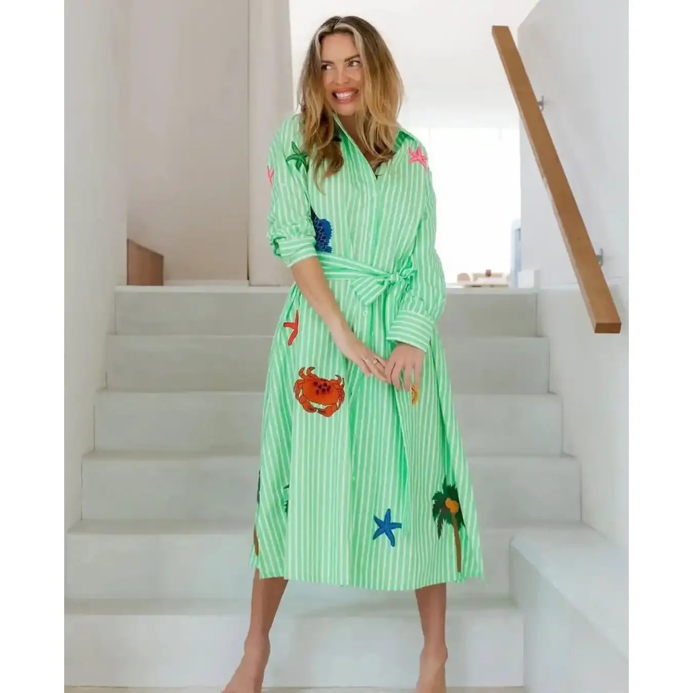 Maldives Embroidered Shirt Dress