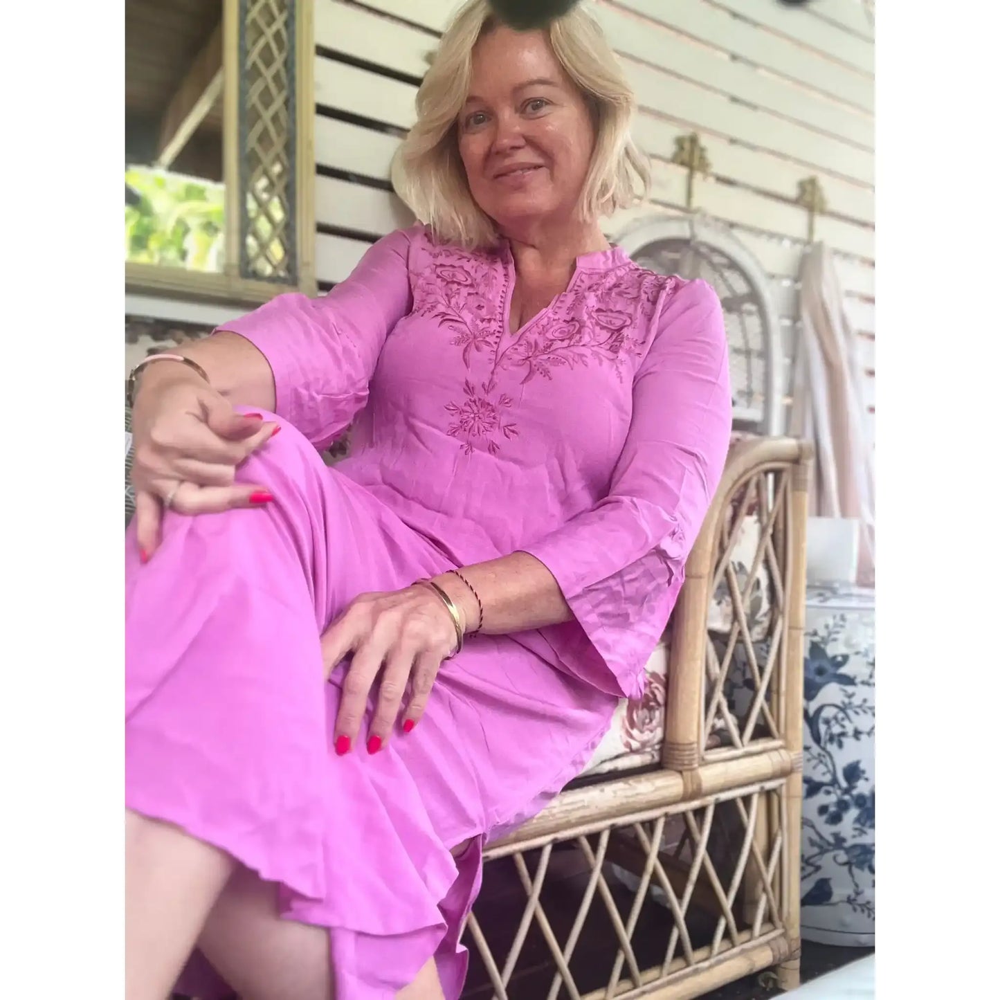 Grace Pink Embroidered Kaftan
