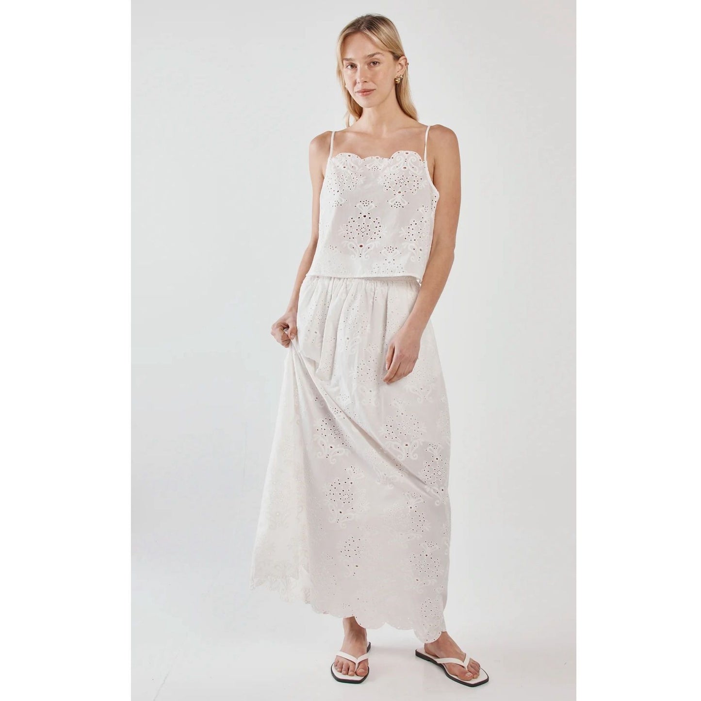 White eyelet top