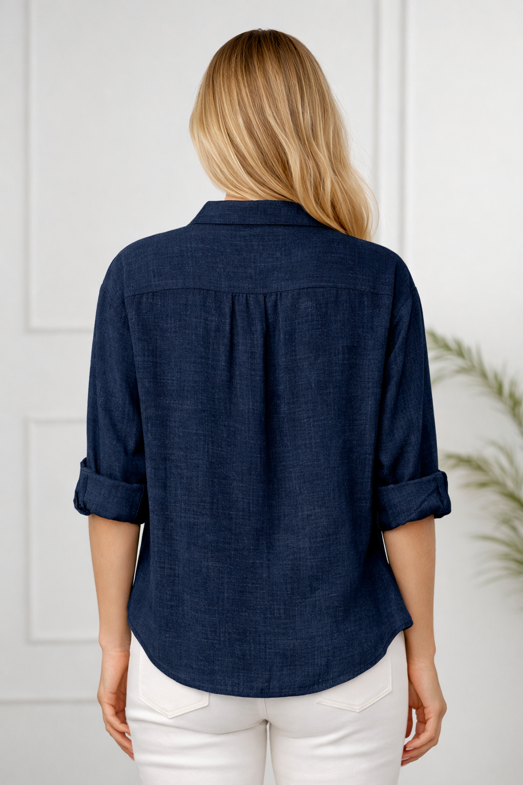 celeste navy cotton shirt