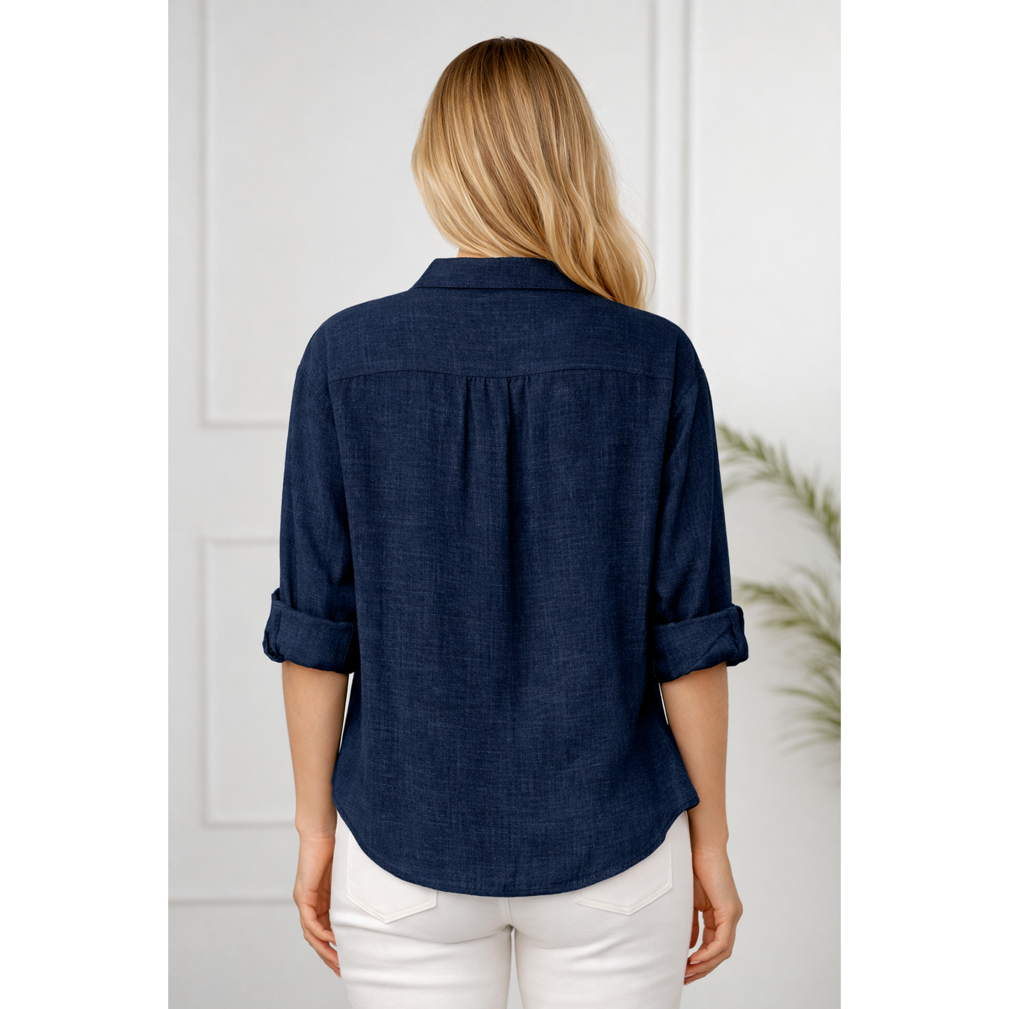 celeste navy cotton shirt