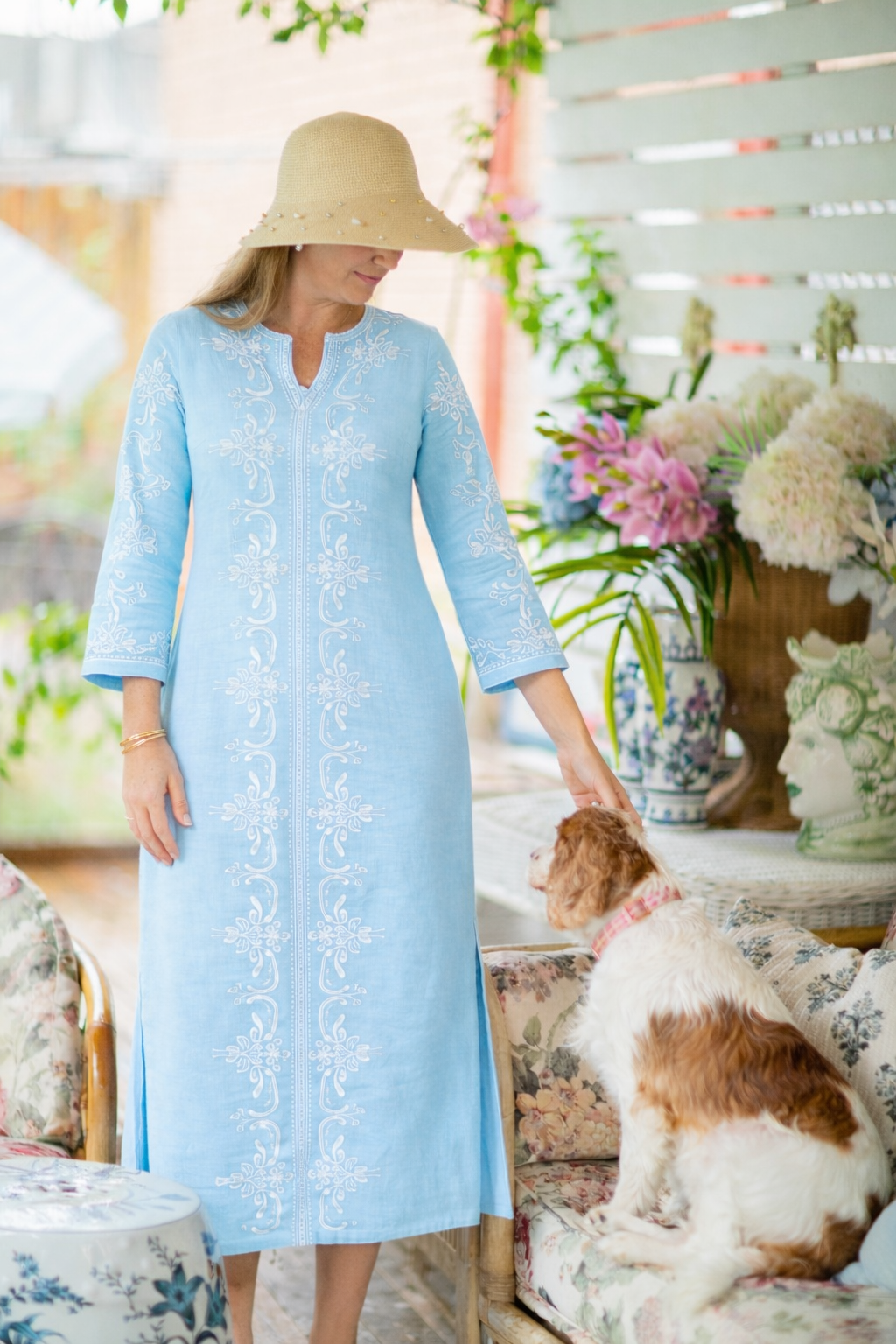 Claudia linen embroidered dress 