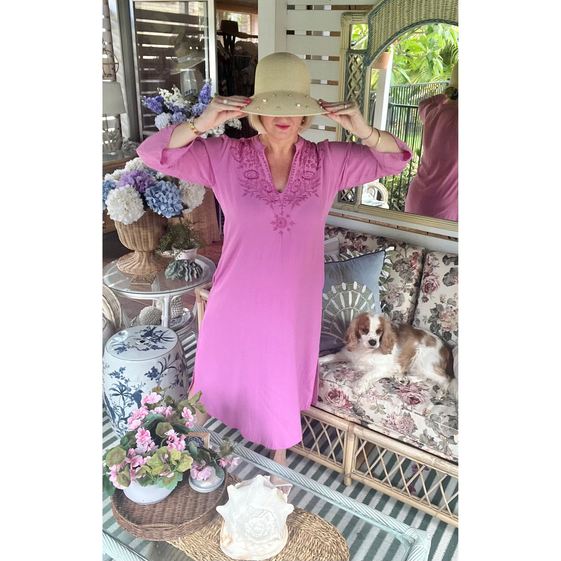 Grace Pink Embroidered Kaftan