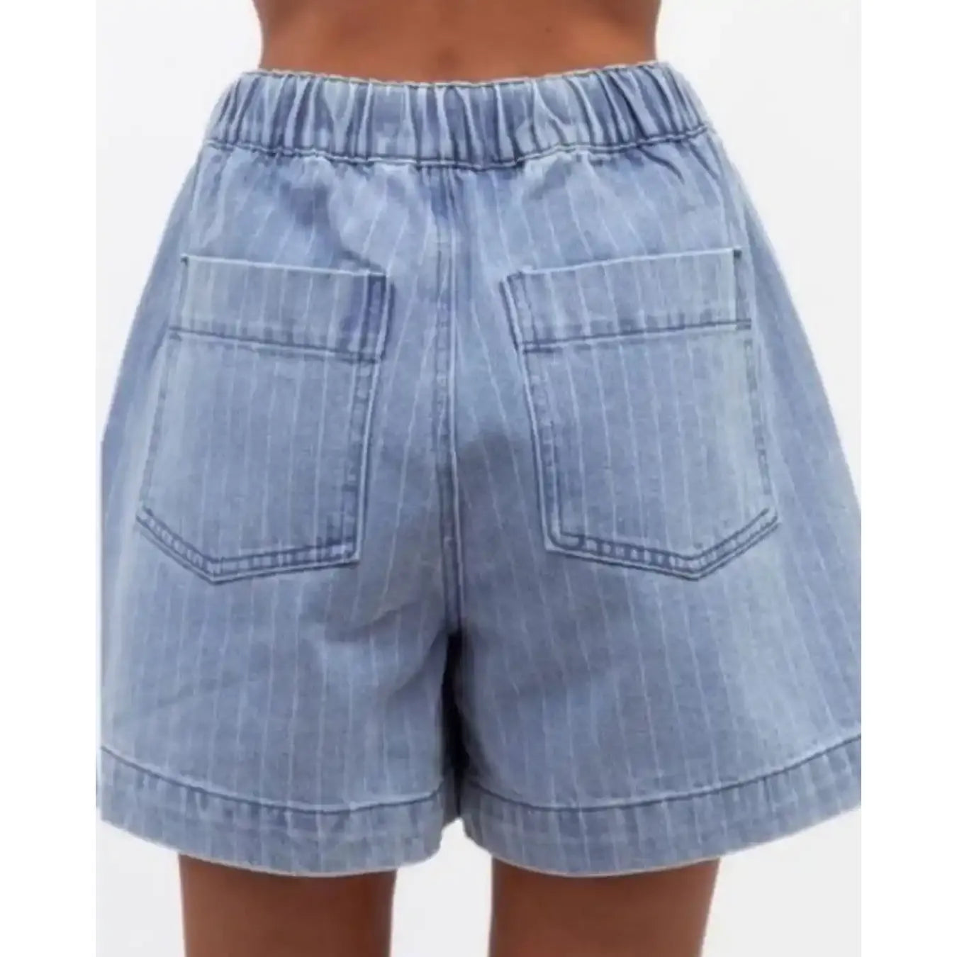 Marina Striped Denim Shorts back design
