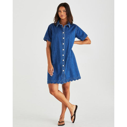Front view Mia denim dress