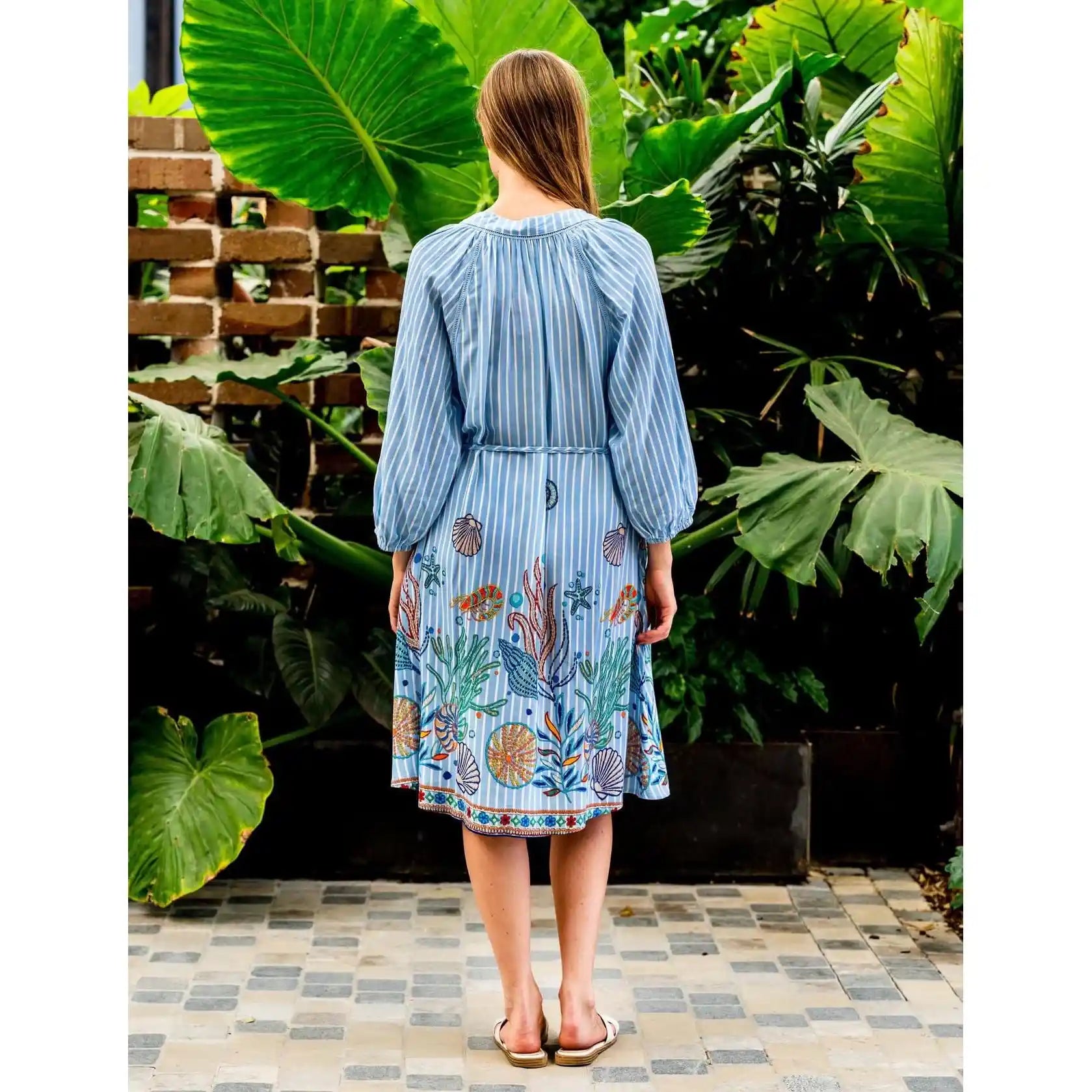 Sea Life Bamboo Rayon Dress back details