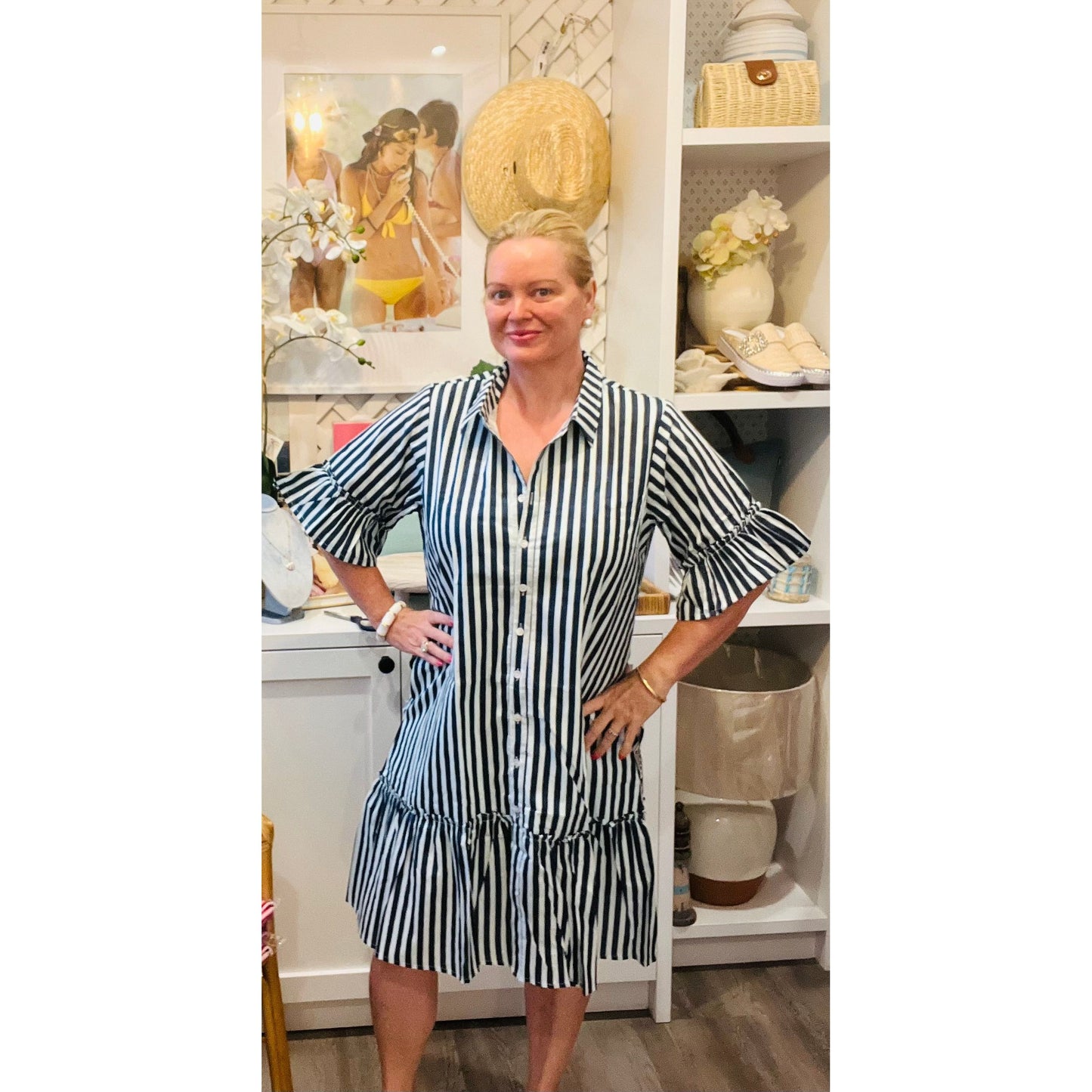 Ralph shirt dress  navy stripe short