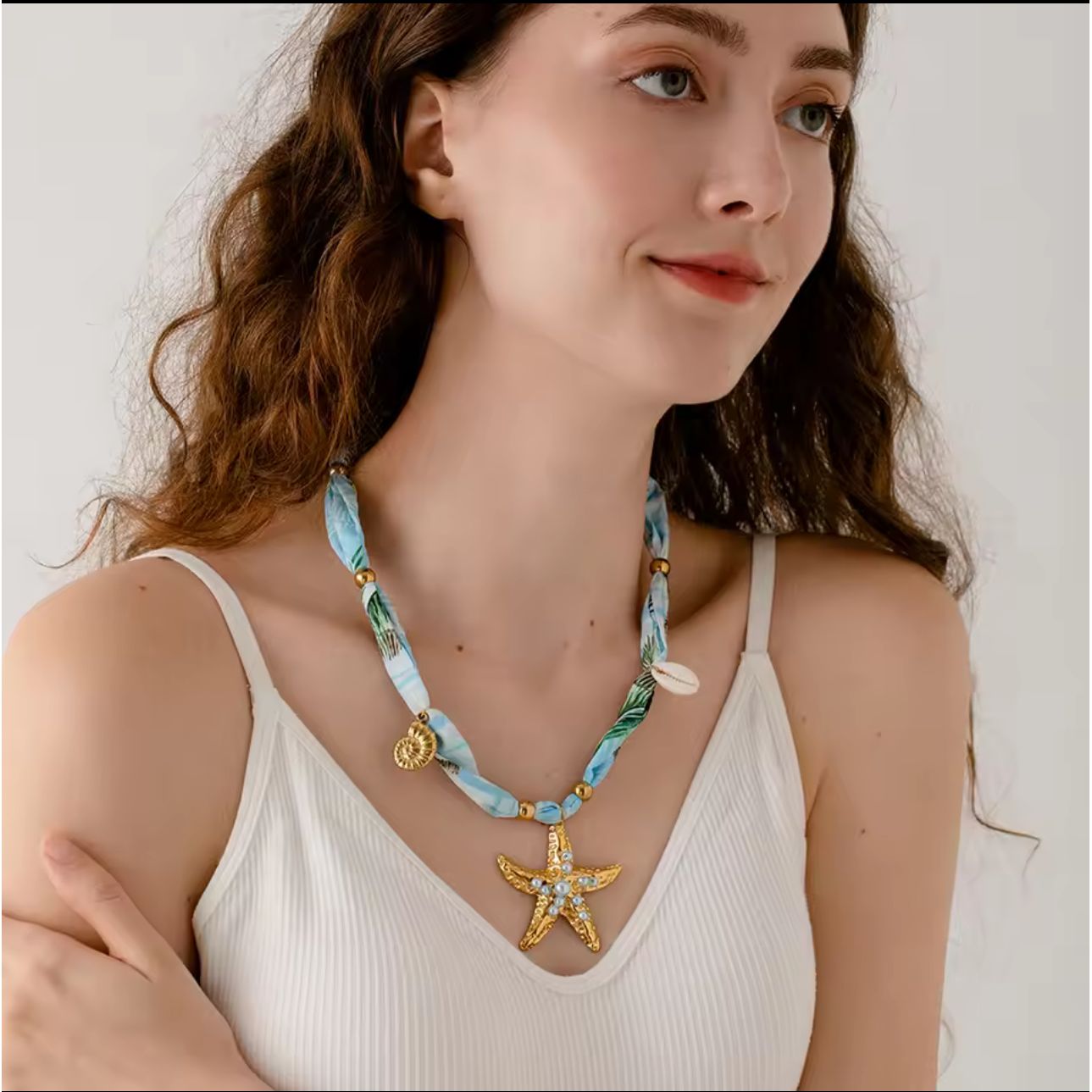 Starfish scarf necklace