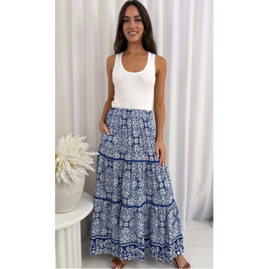 Nantucket maxi skirt blue and white 