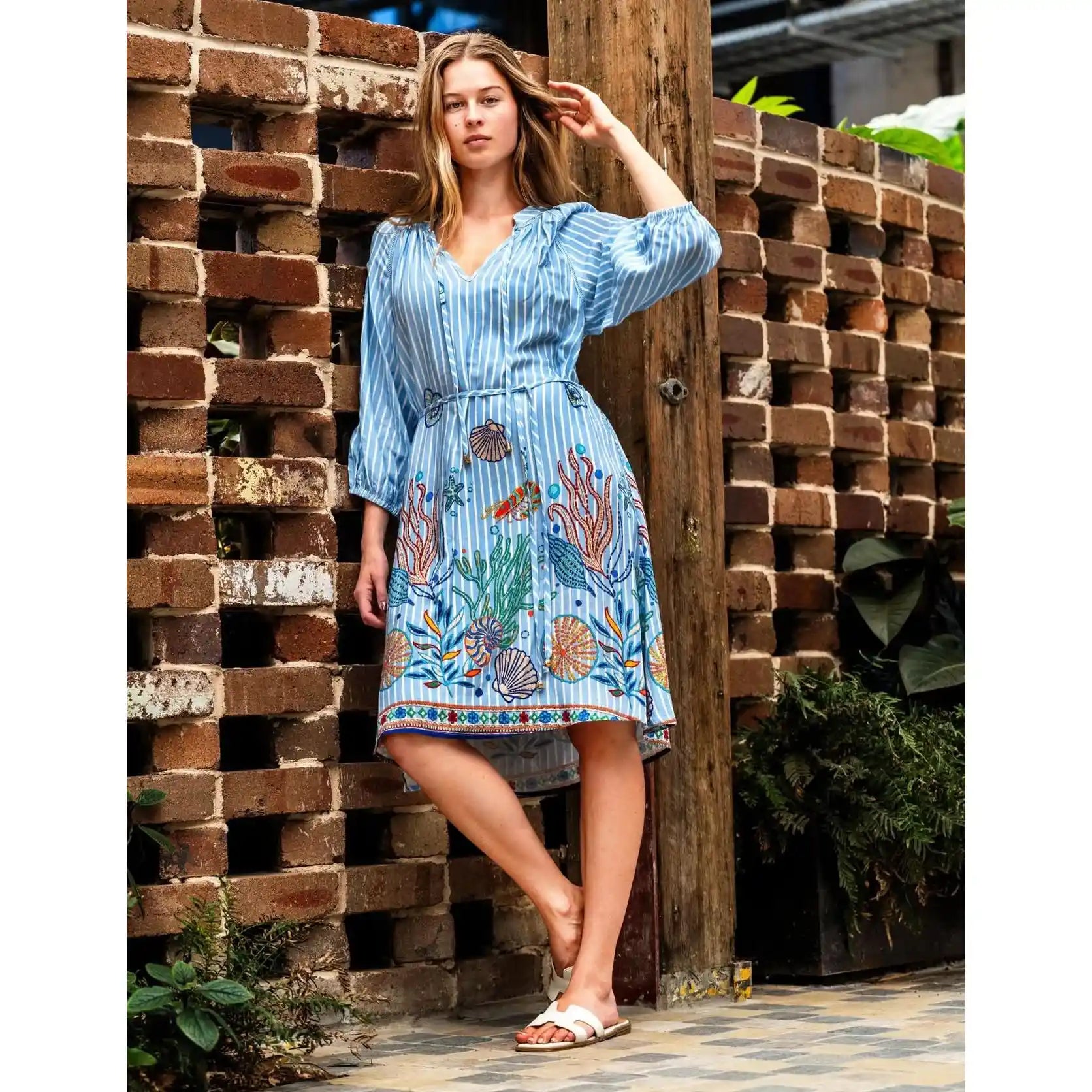 Sea Life Bamboo Rayon Dress with belt