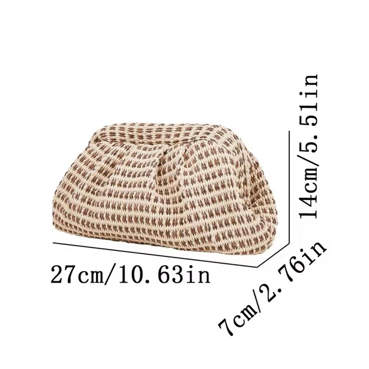 Bridgette bag Woven Clutch Bag – Cream & Tan with Gold Chain