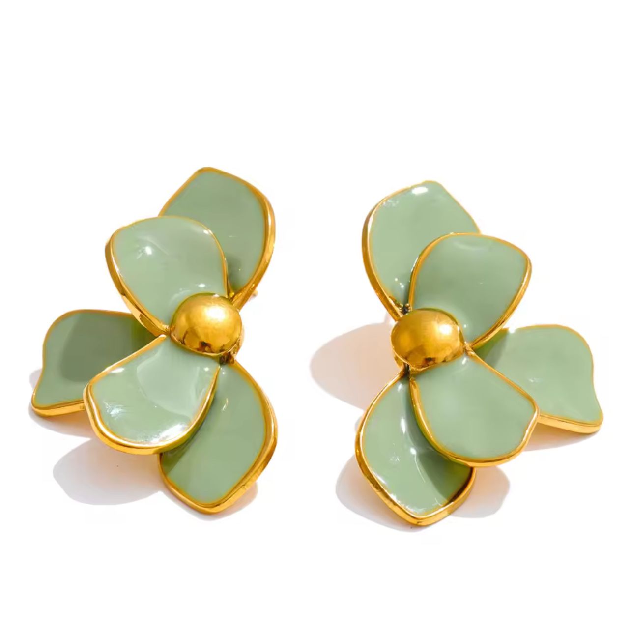 Petal Pastel Stud Earrings in Green