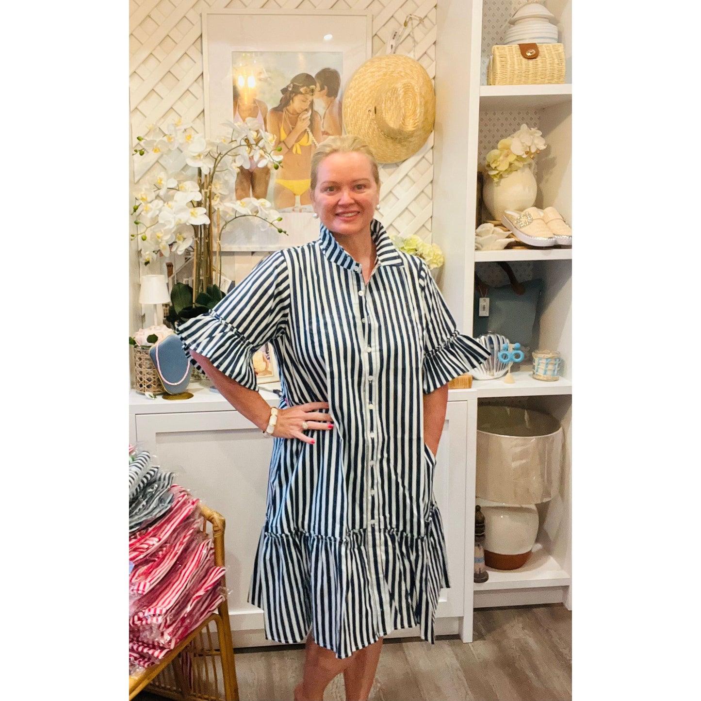 Ralph shirt dress  navy stripe short