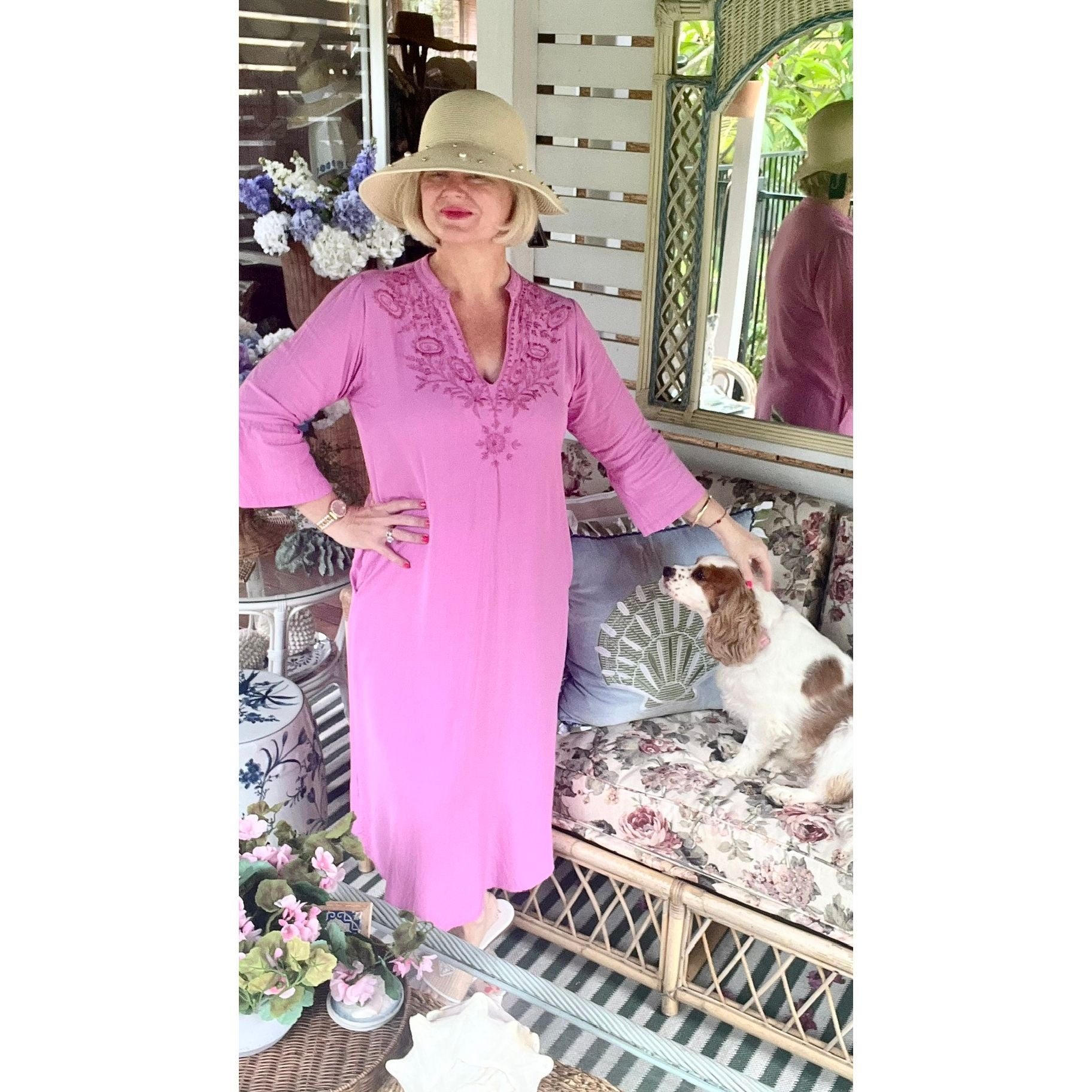 Grace Pink Embroidered Kaftan