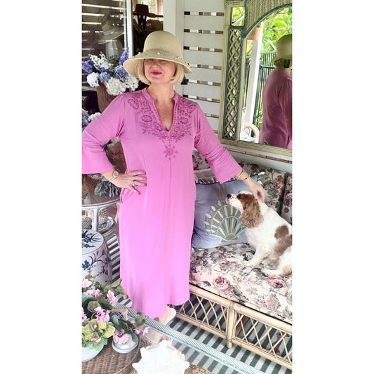 Grace Pink Embroidered Kaftan