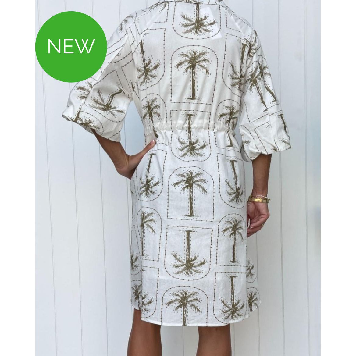 khaki palm dress