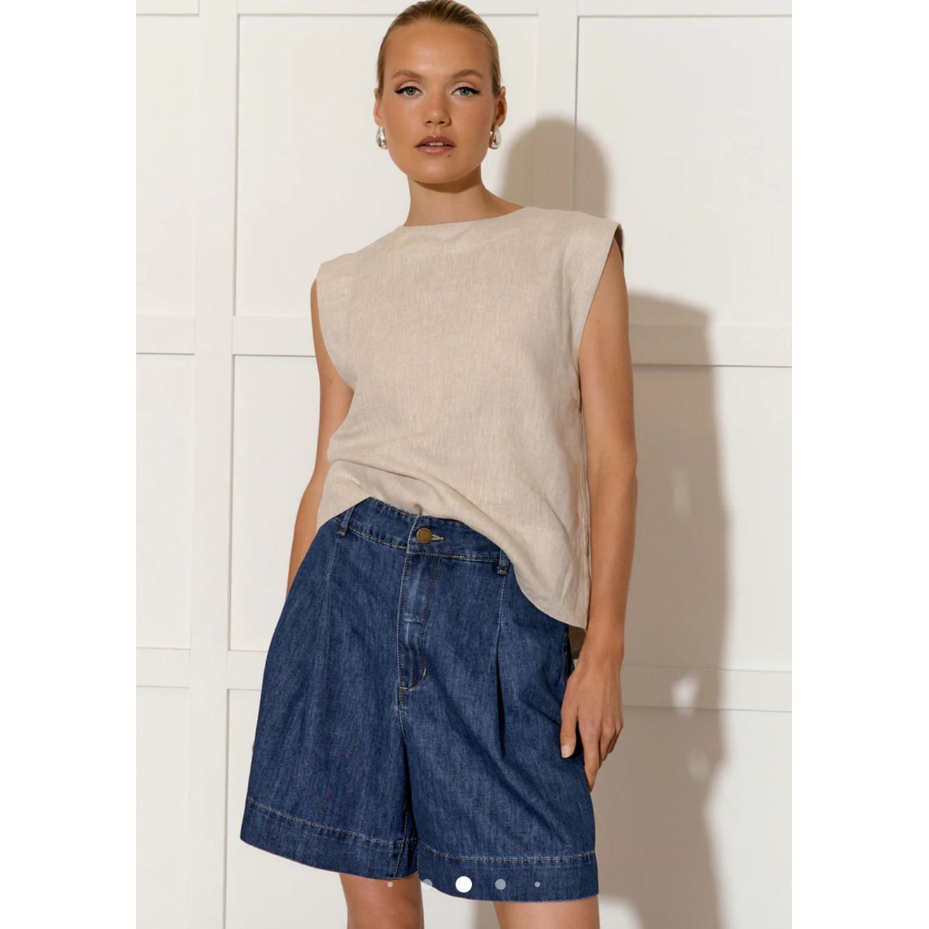 Hayden Pleated Denim Short