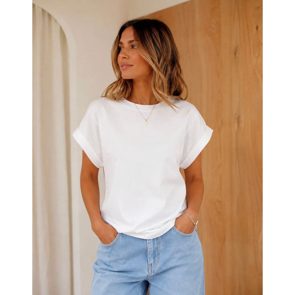 Rachel Relaxed White Cotton Tee